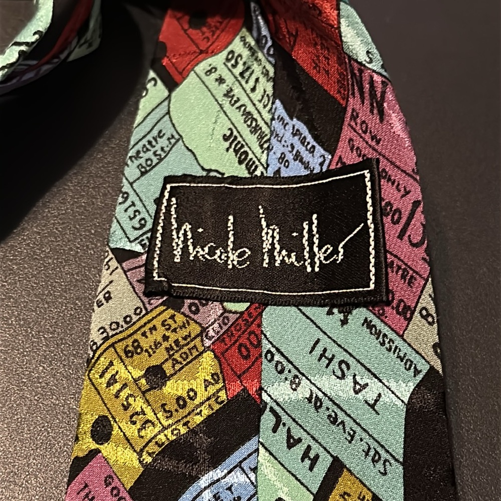 Nicole Miller colorful ticket stub Pattern Tie - Picture 3 of 4